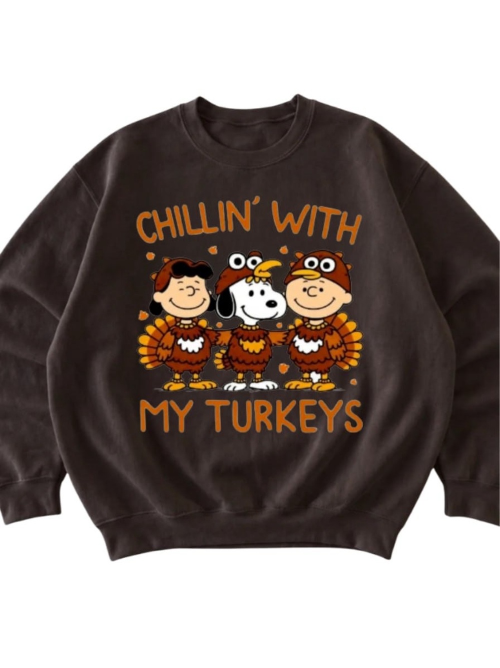 Brown Chillin' With My Turkeys Crewneck Sweatshirt